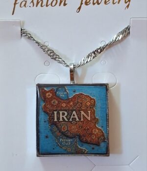گردنبند رزینی طرح ایران نقره ای