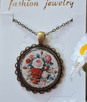 گردنبند رزینی طرح گل