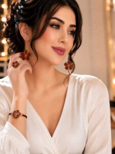 گوشواره رزینی گل زرشکی