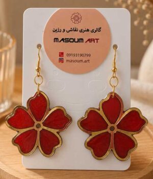 گوشواره رزینی گل زرشکی
