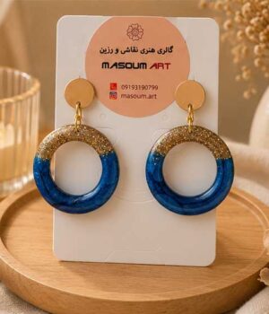 گوشواره رزینی آبی طلایی