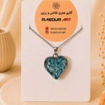 گردنبند رزینی قلب سنگ فیروزه