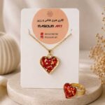 نیم ست زیورآلات رزینی با سنگ سرخ